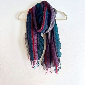Anthropologie Striped Ruffle Scarf